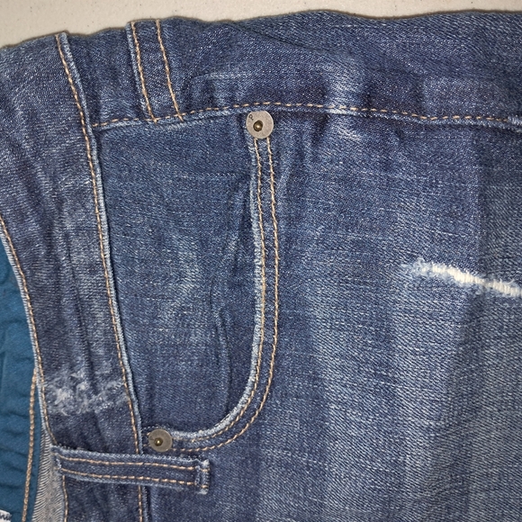 PAIGE Blue Jean Shorts with Distressed Hem - Picture 13 of 13